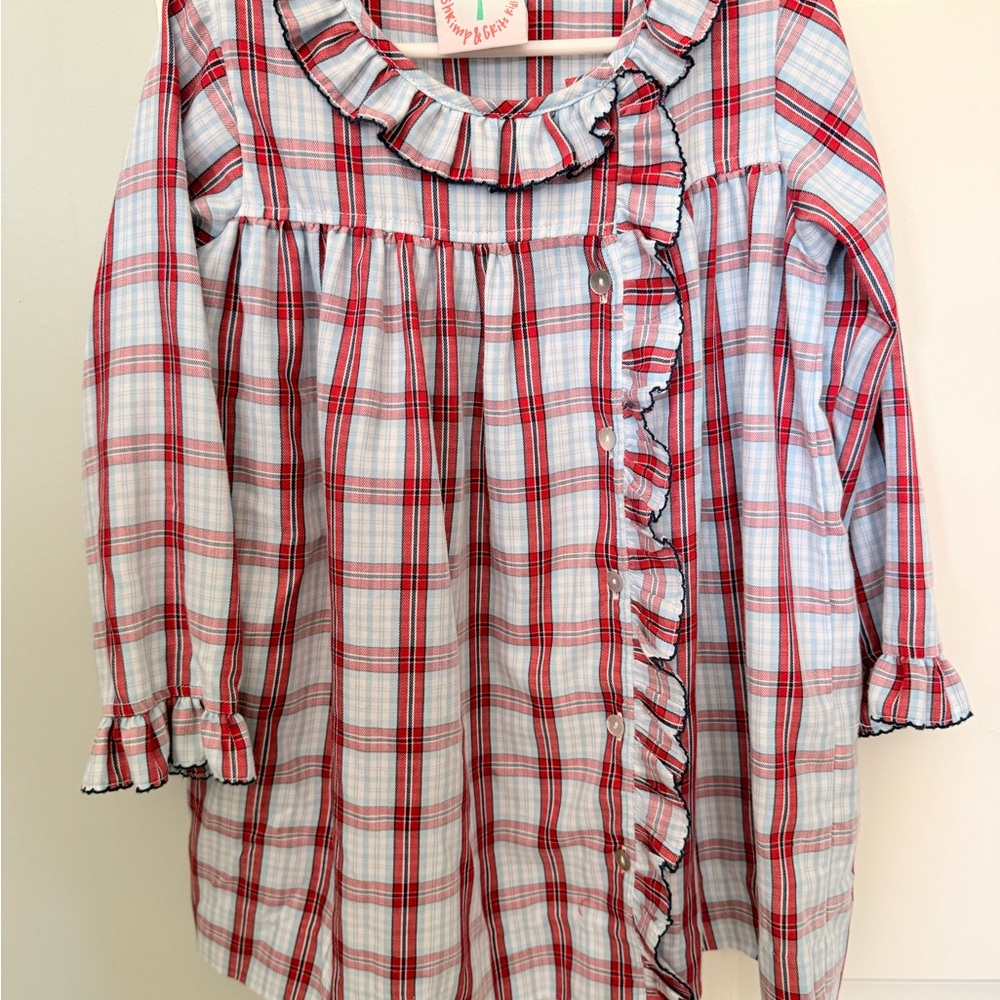 Plaid Ruffle Kids Casual Dress